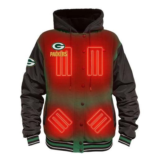 ActionHeat Green Bay Packers 5V Battery Heated Varsity Jacket
