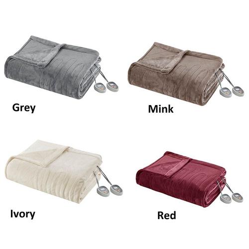 Beautyrest 100% Polyester Solid Microlight to Solid Microlight Heated Blanket - Queen