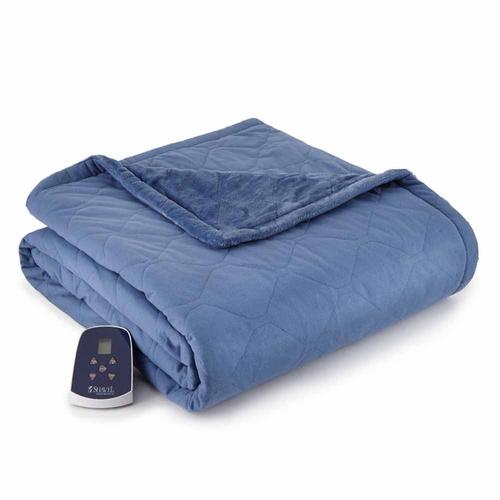 Shavel Micro Flannel The Premier Reverse to Ultra Velvet Heated Throw/Twin - Oversized 62