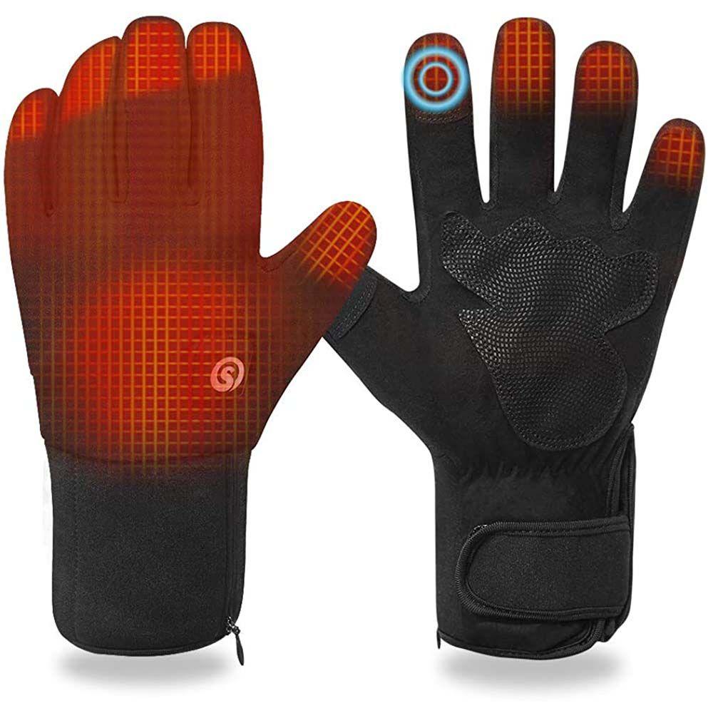 thumbnail interactive-video image 1 of Electric Heated Gloves For Winter Cycling & Motorcycle - Rechargeable, Touchscreen, Windproof - One Size Black 1 of 4