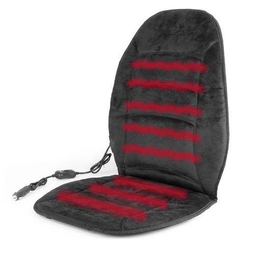 Heated Car Seat Cover - Soft Breathable Warming Cushion Pad For Front Bucket Seats With Headrest - Black