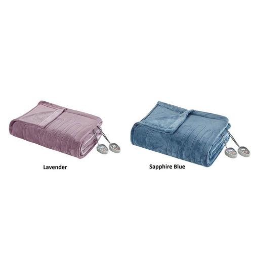 Beautyrest 100% Polyester Knitted Solid Microlight to Solid Microlight Heated Blanket - Queen