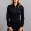 Merino Skins Unisex Long Sleeve Half Zip Front - Black view 3