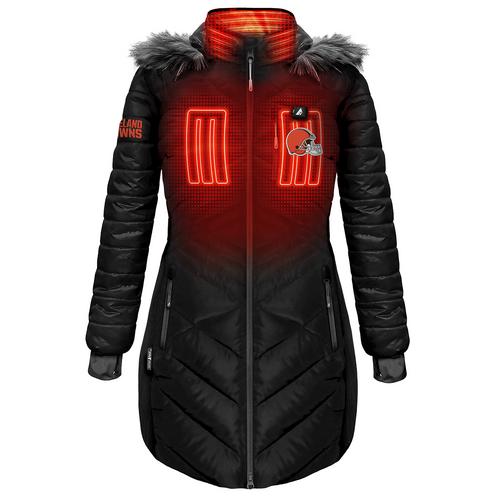 ActionHeat Cleveland Browns 5V Women's Long Puffer Battery Heated Jacket