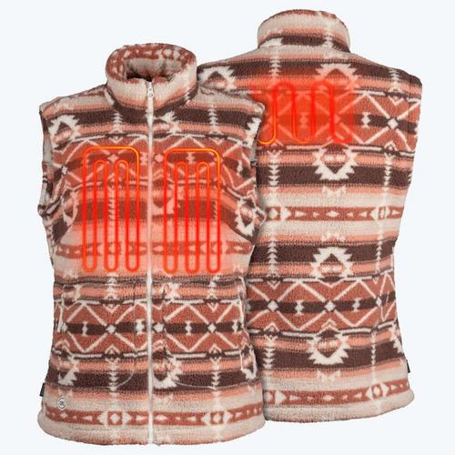Mobile Warming Women's Upland Sherpa Long Printed Heated Vest