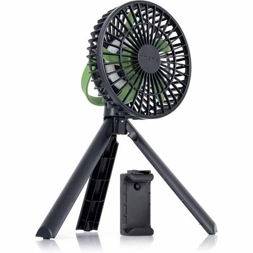O2 Cool Treva 5 Inch Tripod Fan with Built-In Light and Attachable Phone Mount - Black