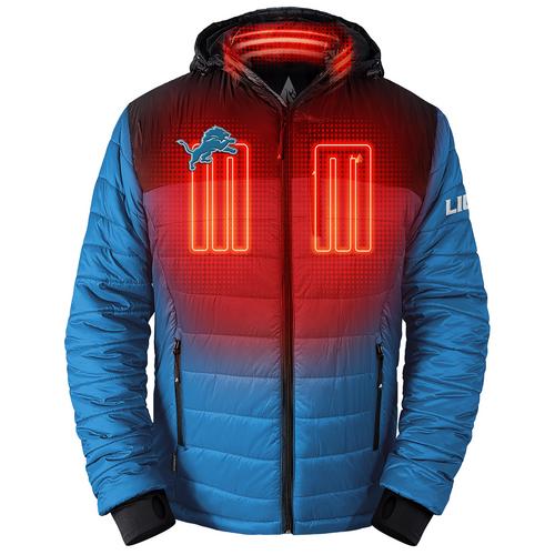 ActionHeat Detroit Lions 5V Men's Colorblock Puffer Battery Heated Jacket