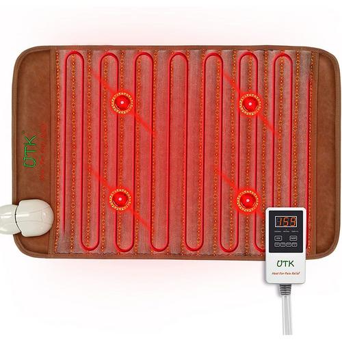 UTK Infrared Heating Pad for Pain Relief with Photon and Full Tourmaline Beads - Brown