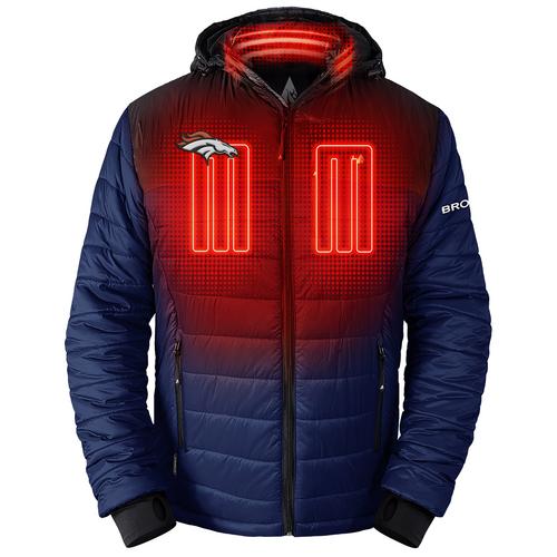 ActionHeat Denver Broncos 5V Men's Colorblock Puffer Battery Heated Jacket