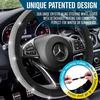 Zone Tech 12V Car Heated Steering Wheel Cover with Bling - Black and White Diamond Rhinestone view 3