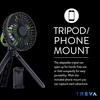 O2 Cool Treva 5 Inch Tripod Fan with Built-In Light and Attachable Phone Mount - Black view 2