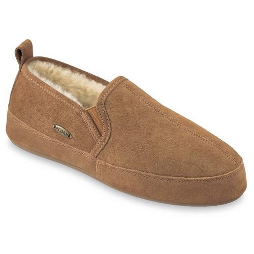 Acorn Men's Shearling Romeo Moc Slippers with Genuine Sheepskin