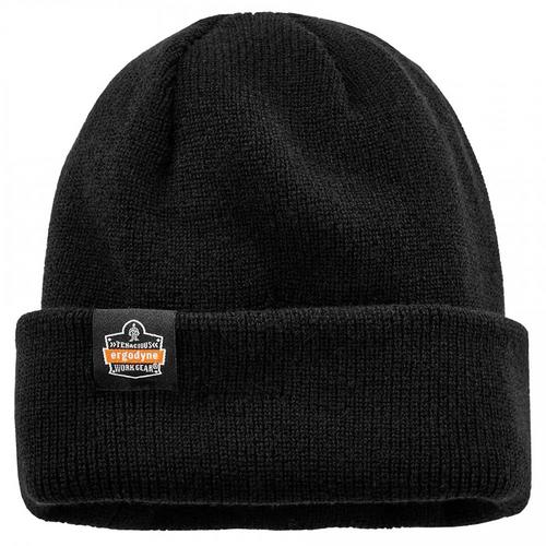 Ergodyne N-Ferno 6811ZI Zippered Rib Knit Beanie Hat (Bump Cap Included) - Black