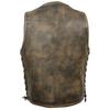 Milwaukee Leather Men's Brown Distressed 10 Pocket Vest view 1