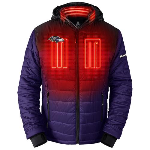 ActionHeat Baltimore Ravens 5V Men's Colorblock Puffer Battery Heated Jacket