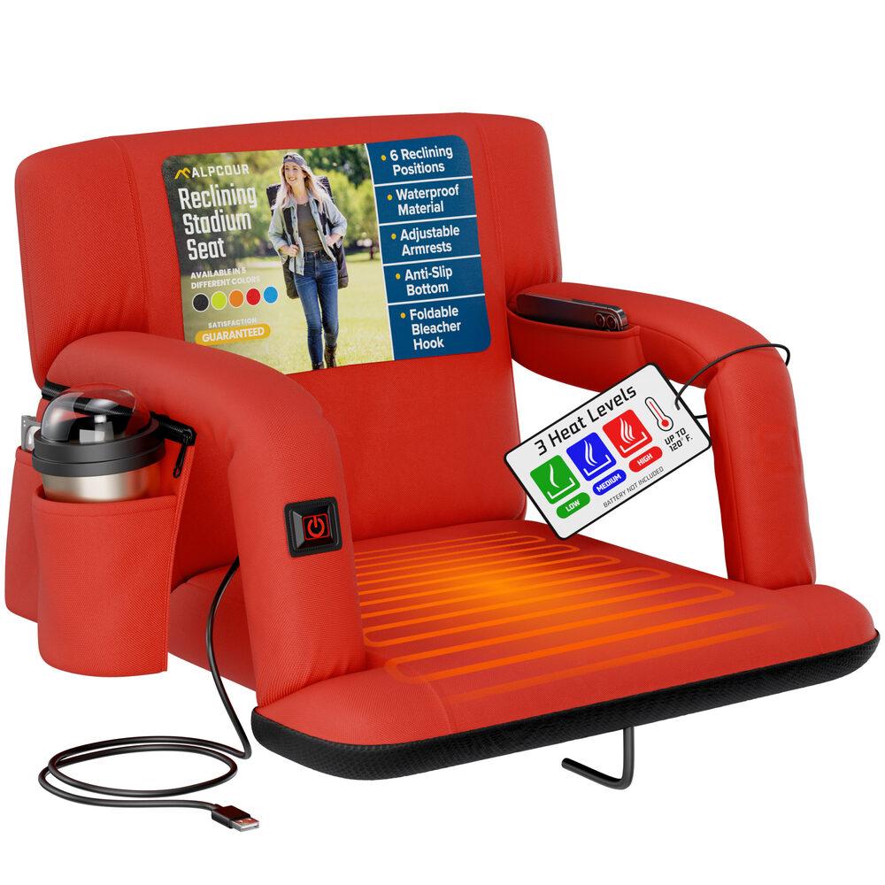 thumbnail image 2 of Sojoy The Hot Seat Dual Heated Stadium Bleacher Seat – Reclining, Padded, Arm Support 2 of 6