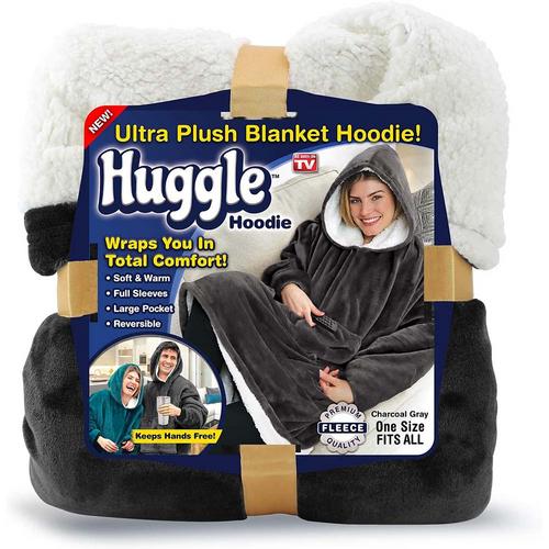 Ontel Huggle Reversible Blanket Hoodie - Charcoal Gray