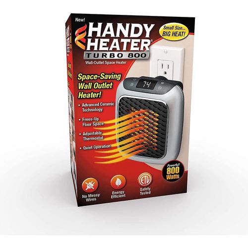 Ontel Handy Heater Heat Boss Turbo 800 Watt Space-Saving Wall Outlet Heater